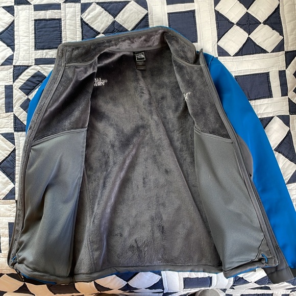 North Face Men’s Large Waterproof Rain Shell Lined Blue Gray Mint Jacket Coat - Picture 4 of 6